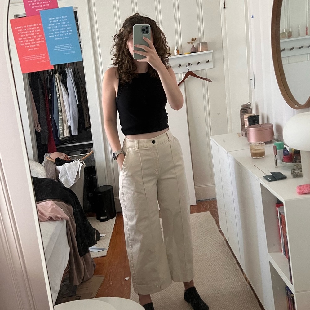 white wide leg ultra high waisted pants